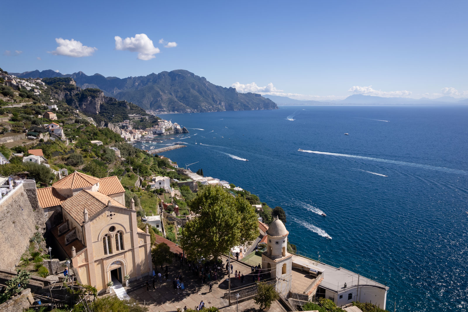 Wedding reception under twinkling lights in Amalfi
