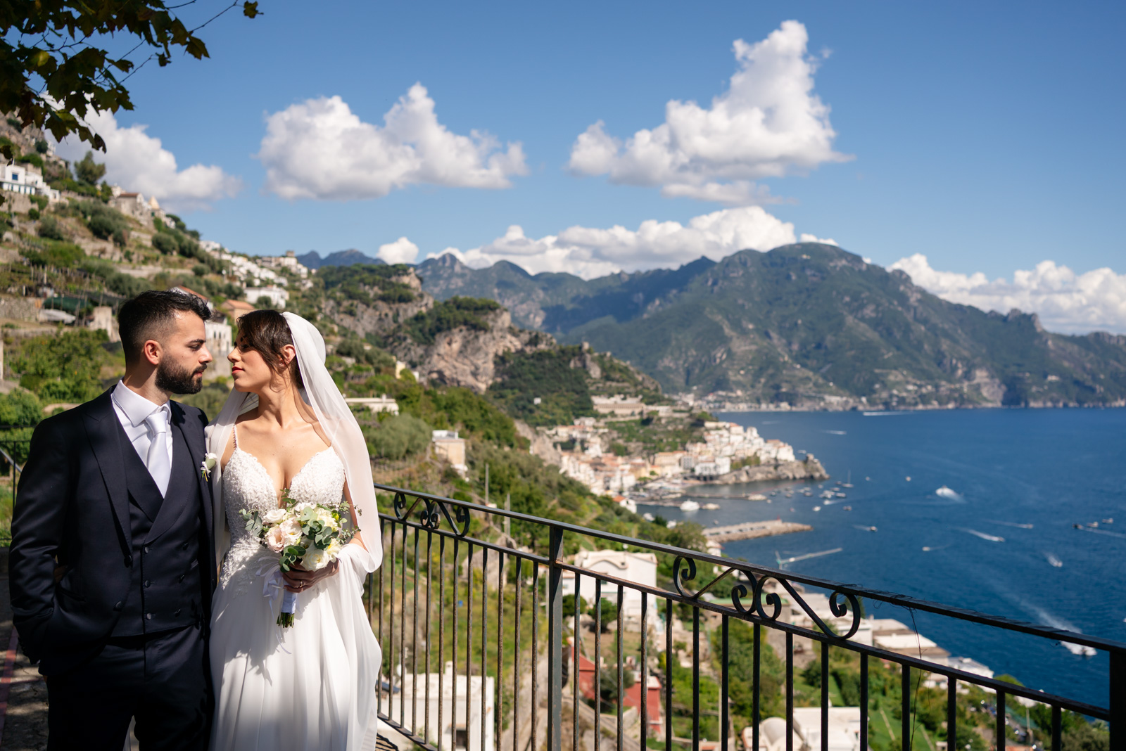 Wedding vows exchanged with the Amalfi sea as a backdrop
